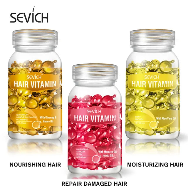 Sevich 3PCS/SET Keratin Complex Oil Hair Vitamin Capsule Set  Moroccan Hair Care Oil Smooth Repair Damaged Hair Treatment Serum