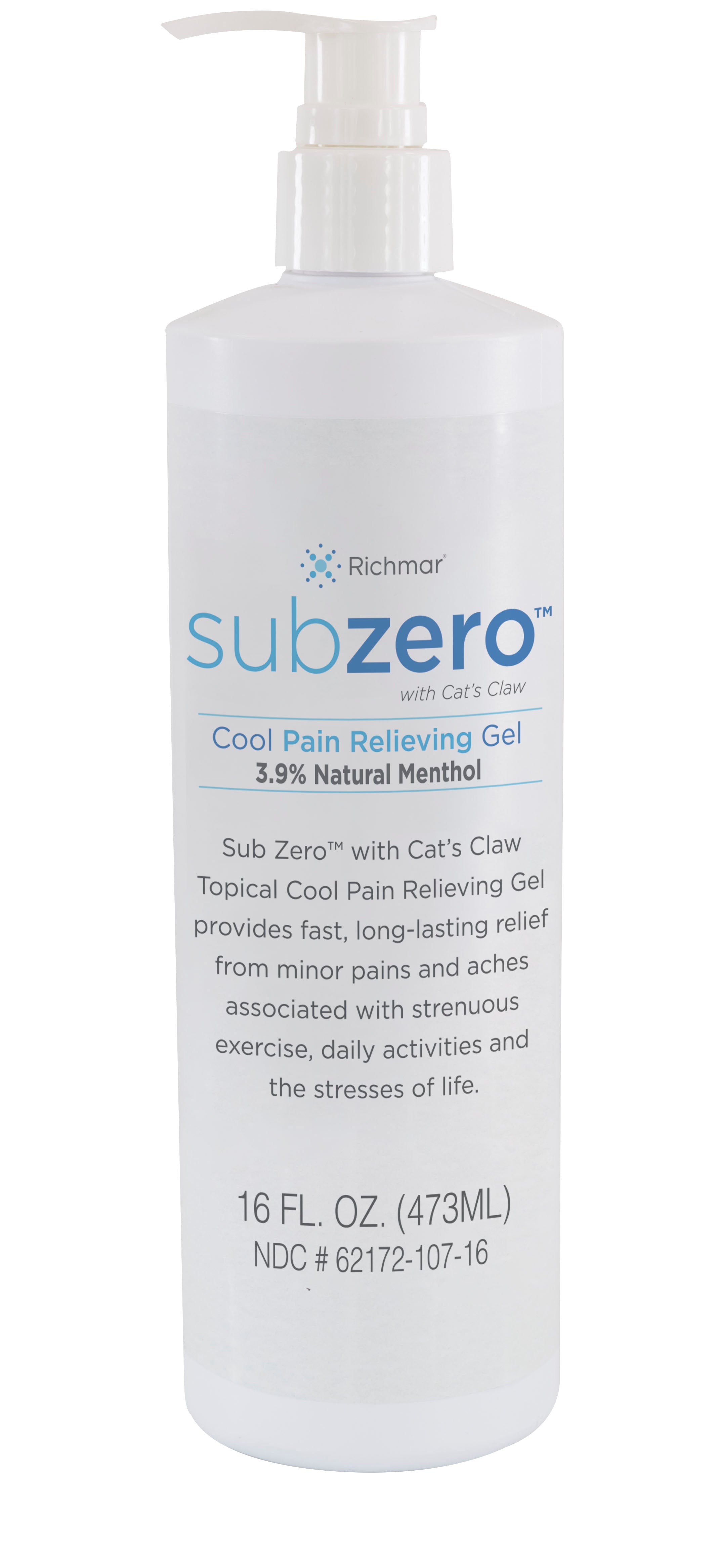 Sub Zero Cool Pain Relieving Gel, 16 oz. with Pump