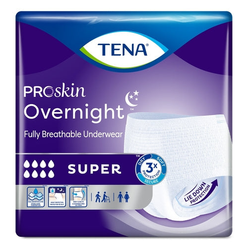 Unisex Adult Absorbent Underwear TENA ProSkin Overnight Super Pull On with Tear Away Seams Medium Disposable Heavy Absorbency, Packaging Type- Case