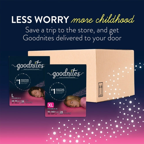 Female Youth Absorbent Underwear GoodNites Pull On with Tear Away Seams Large Disposable Heavy Absorbency, Packaging Type- Case