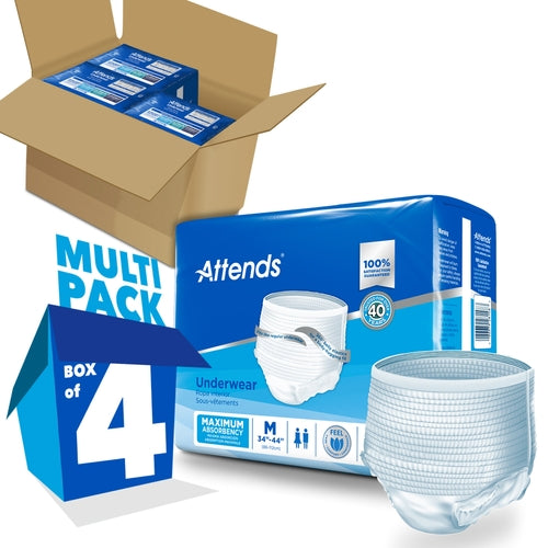 Unisex Adult Absorbent Underwear Attends Pull On with Tear Away Seams Medium Disposable Heavy Absorbency, Packaging Type- Case