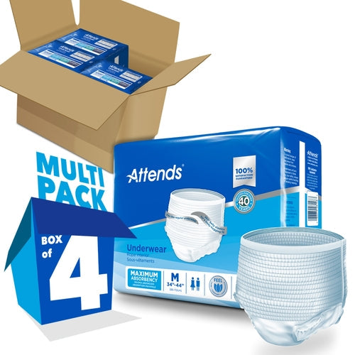 Unisex Adult Absorbent Underwear Attends Pull On with Tear Away Seams Medium Disposable Heavy Absorbency, Packaging Type- Case