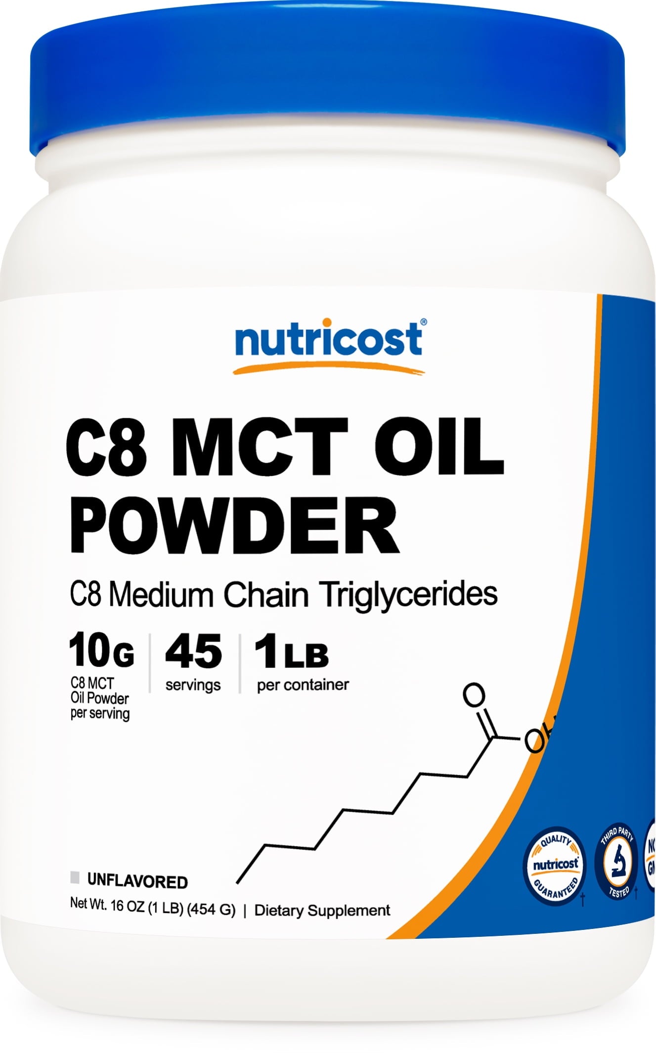 C8 MCT Oil Powder 1LB (16Oz) - 95% C8 MCT Oil Powder Supplement