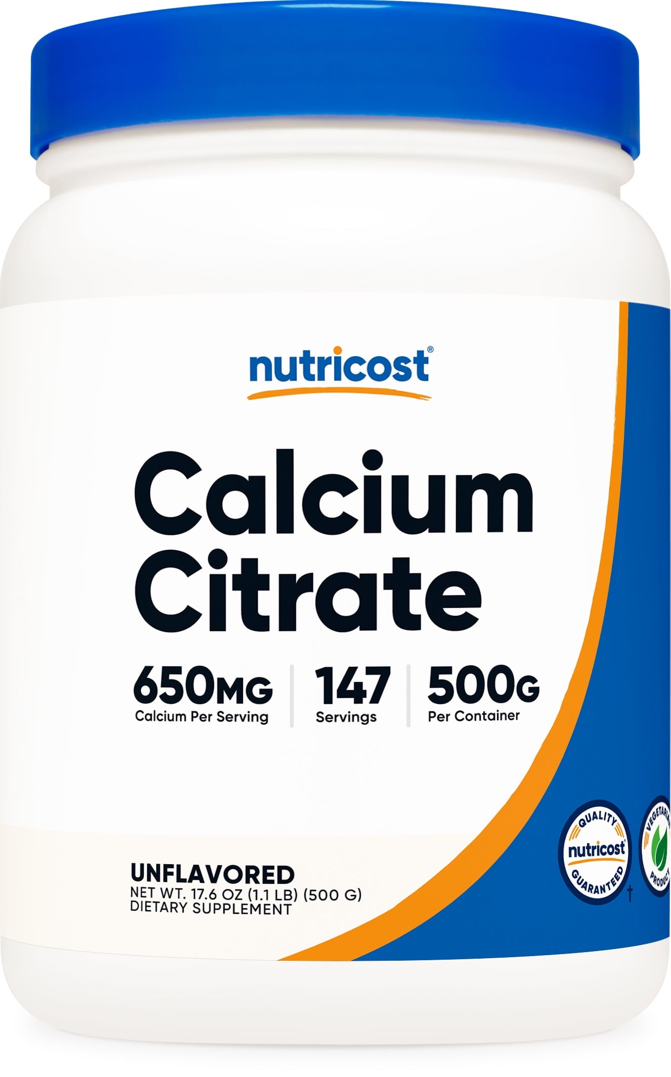 Pure Calcium Citrate Powder 500 Grams (Unflavored) Supplement