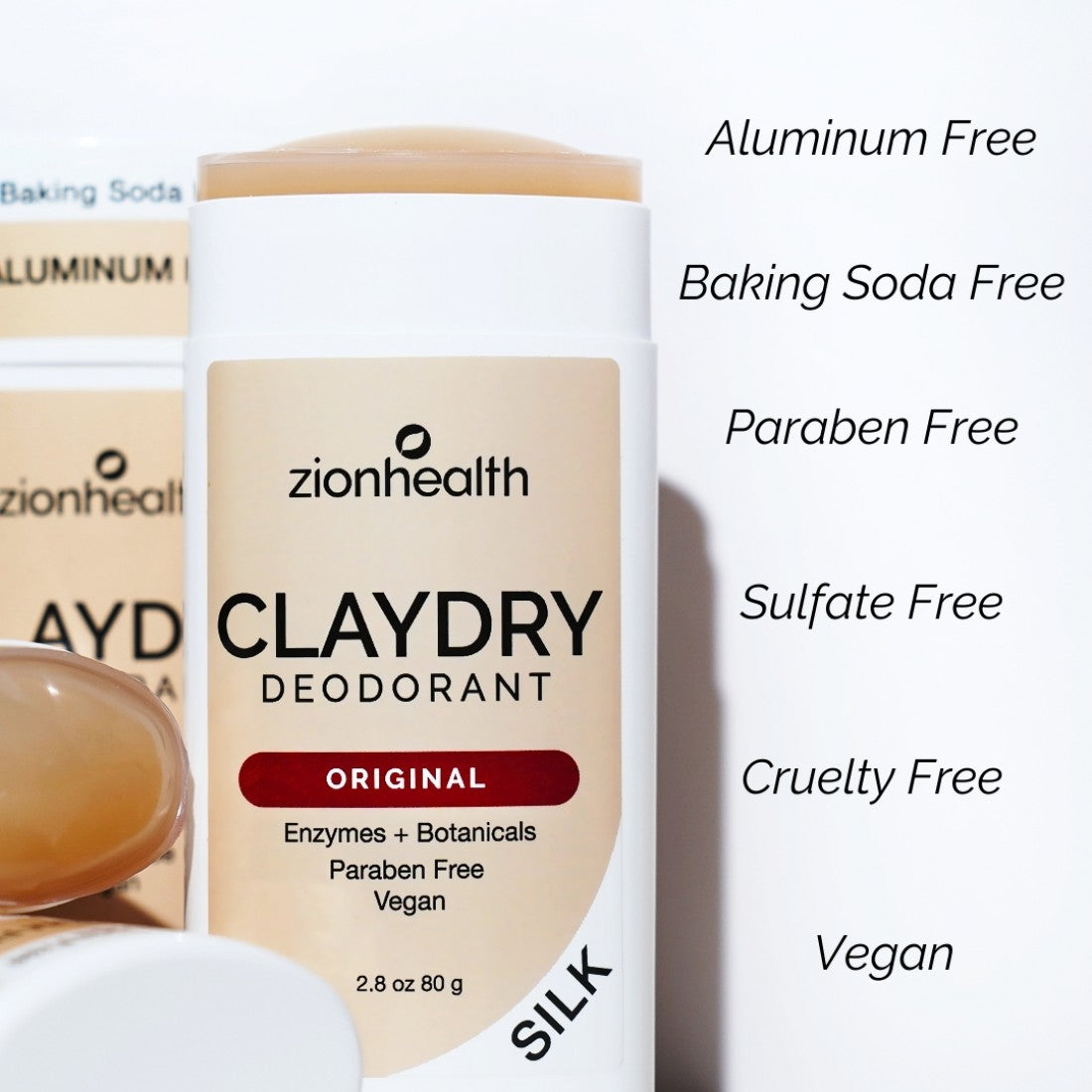 Zion Health Claydry Silk Deodorant - Original - 2.5 Oz
