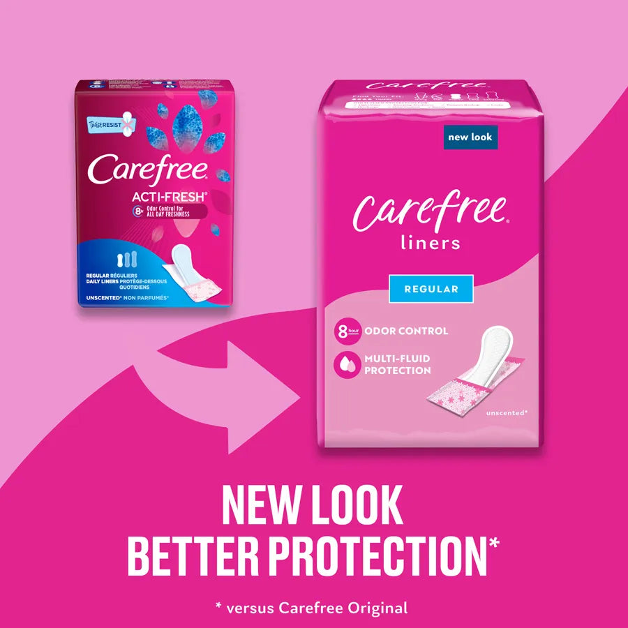 Protector diario Carefree actifresh de absorción regular, tipo de embalaje: caja