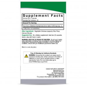 Nature's Answer - Pau D'arco Inner Bark - 90 Capsules
