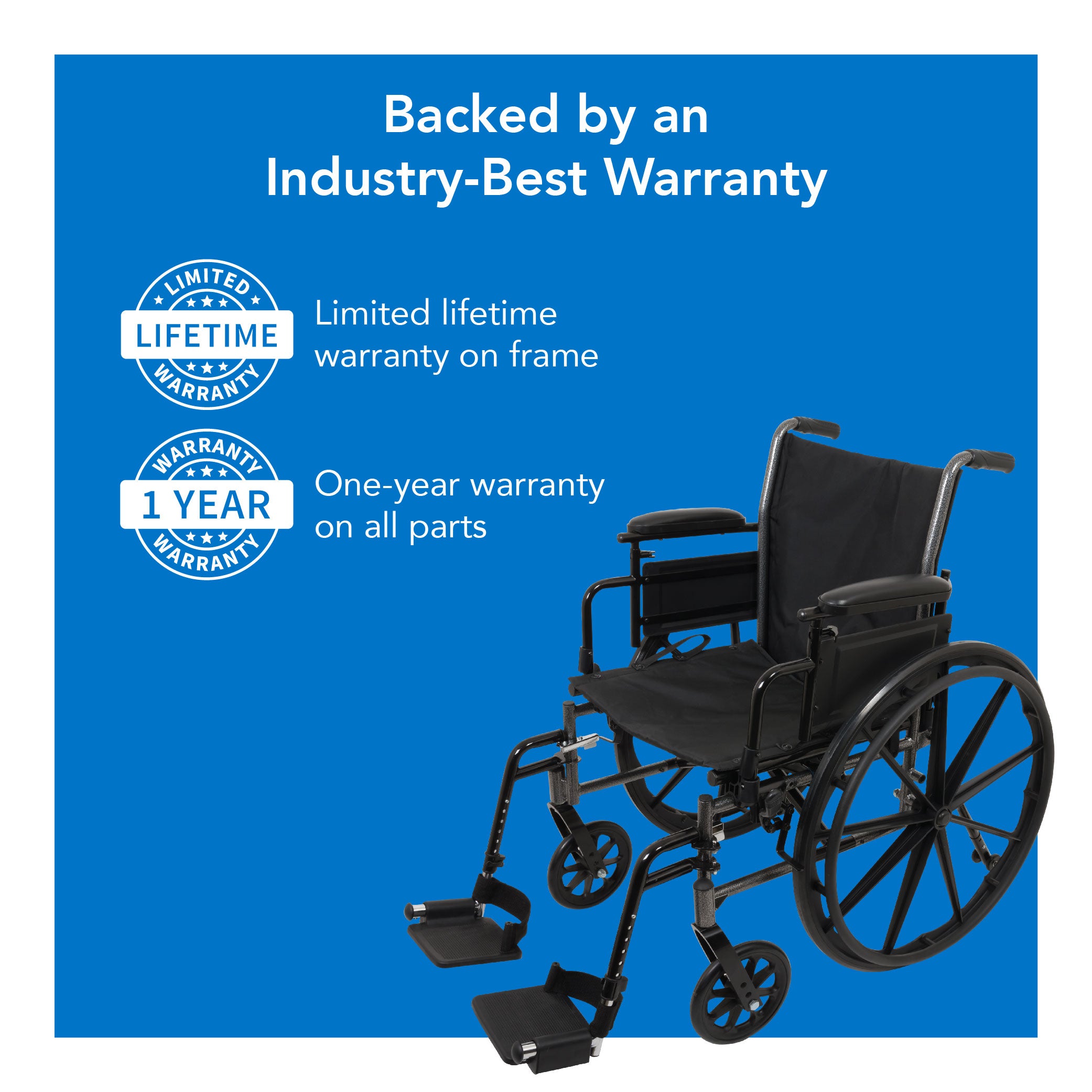 Probasics K3 Lightweight Wheelchair with flip-back height adjustable arms and swing-away or elevating padded leg rests. ,Large 24" rear wheels Wheels ,300 lbs Weight Capacity ,16" x 16" ,WC31616DE