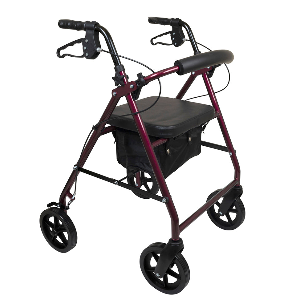 ProBasics Deluxe Aluminum Rollator with 8-inch Wheels, Burgundy