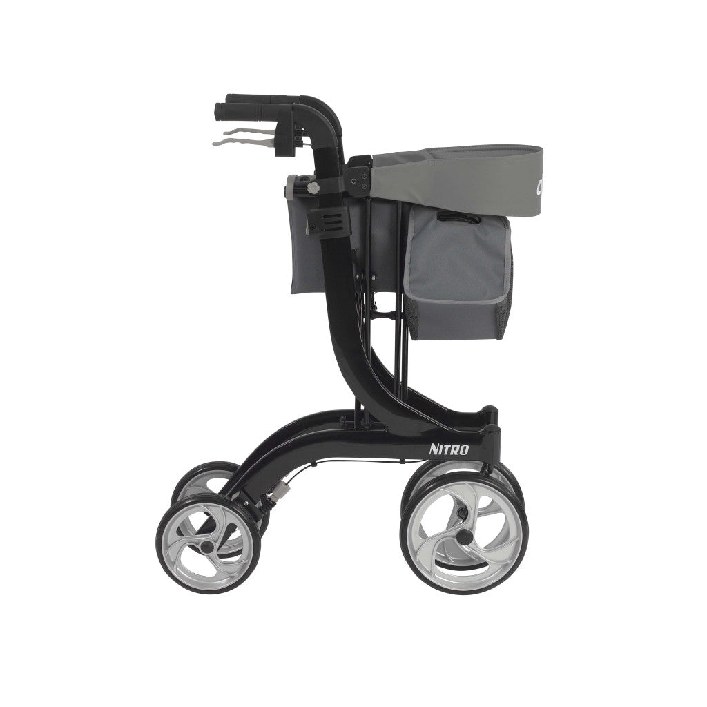 drive™ Nitro Aluminium Rollator For Seniors and Elders, Wheel size 10 inch With Height Adjustable Weight Capacity 300lbs Black Color ,Foldable, 876606EA