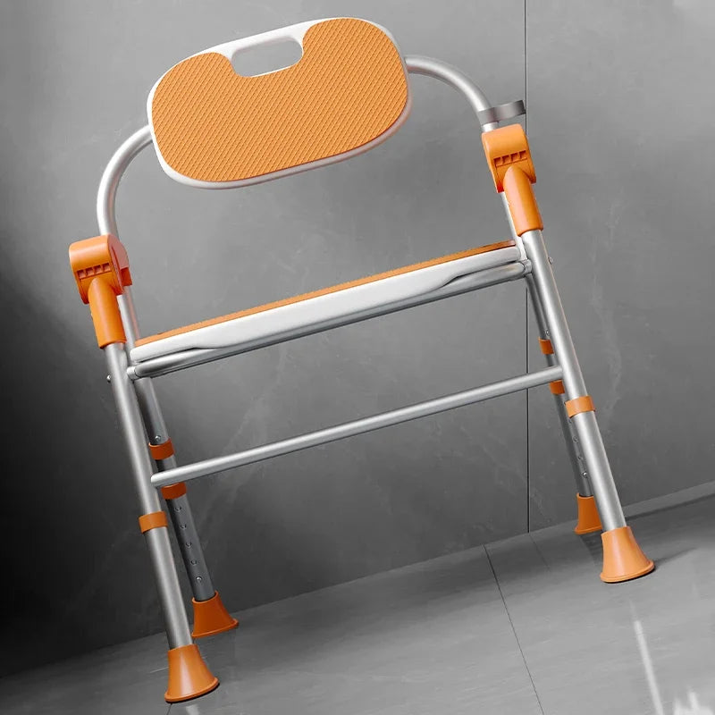 One Button Folding Elderly Shower Chair  Comfortable Cushion Bath Seat  AntiSkid Safety Bathroom Stool for Peace of Mind