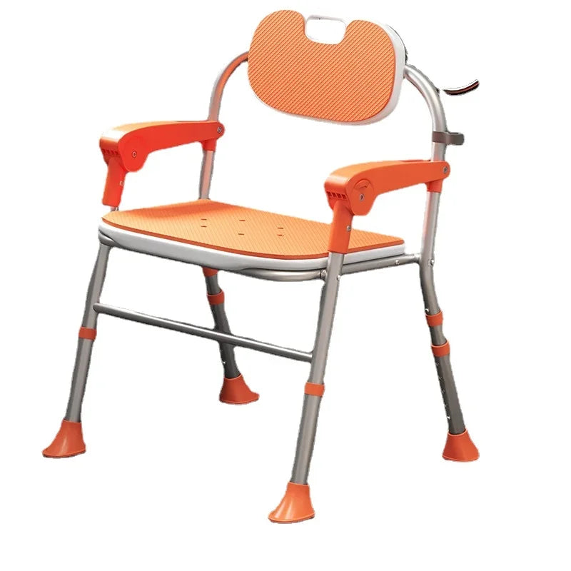 One Button Folding Elderly Shower Chair  Comfortable Cushion Bath Seat  AntiSkid Safety Bathroom Stool for Peace of Mind