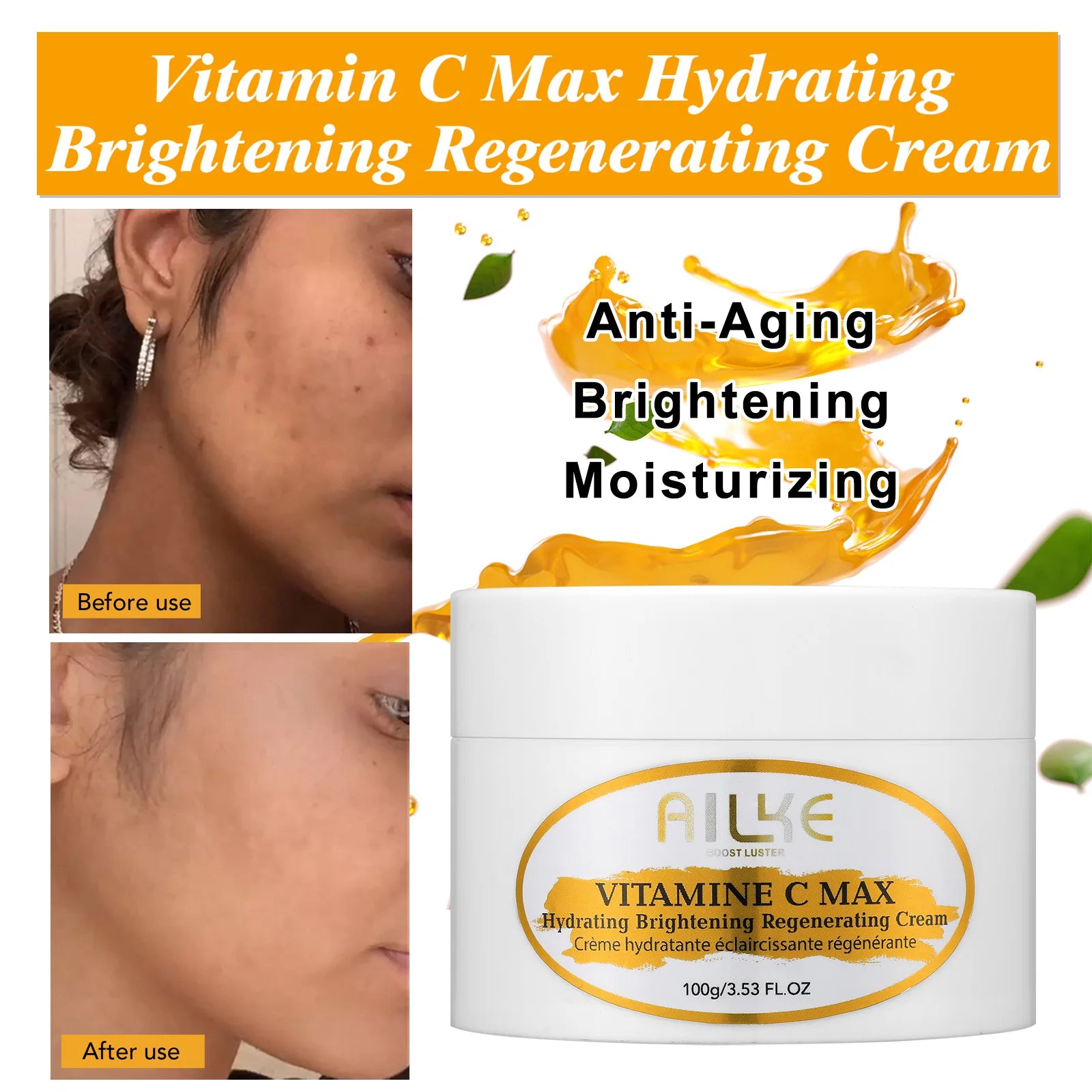 AILKE Vitamin C Skin Care Lightening Body Lotion, Even Skin Tone Cream, Regenerae Serum