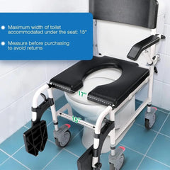 OasisSpace Shower Commode Wheelchair   300LB Waterproof Shower Chair with Wheels, Rolling Shower Chair with Swing Away Footrests   All Care Store