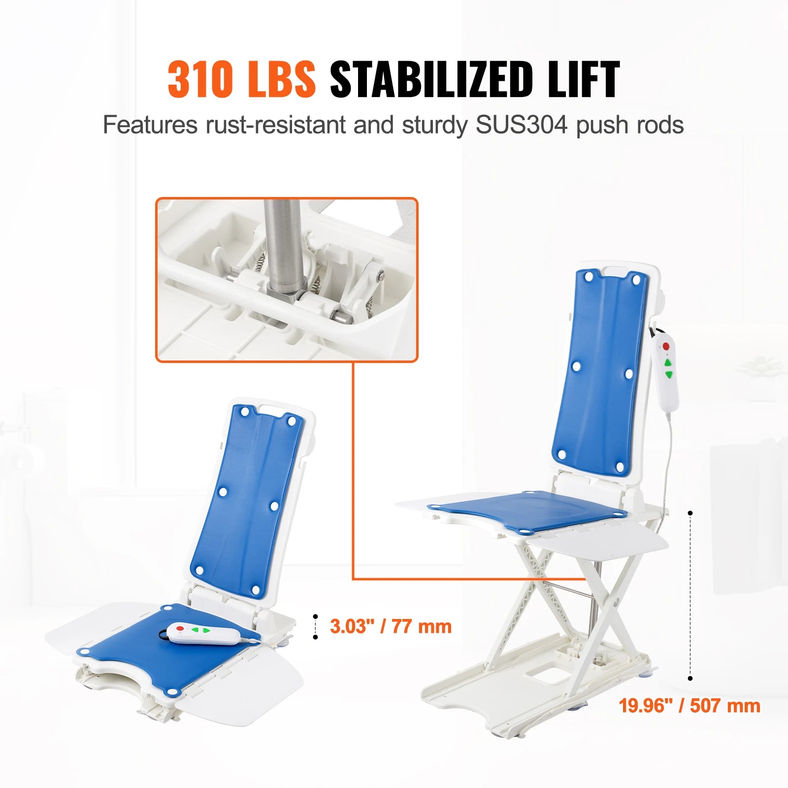 VEVOR Electric Chair Lift Devices to Lift Elderly off Floor Height Adjustable Support Up to 310 LBS  for Seniors Patient Elderly