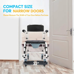 OasisSpace Shower Commode Wheelchair   300LB Waterproof Shower Chair with Wheels, Rolling Shower Chair with Swing Away Footrests   All Care Store