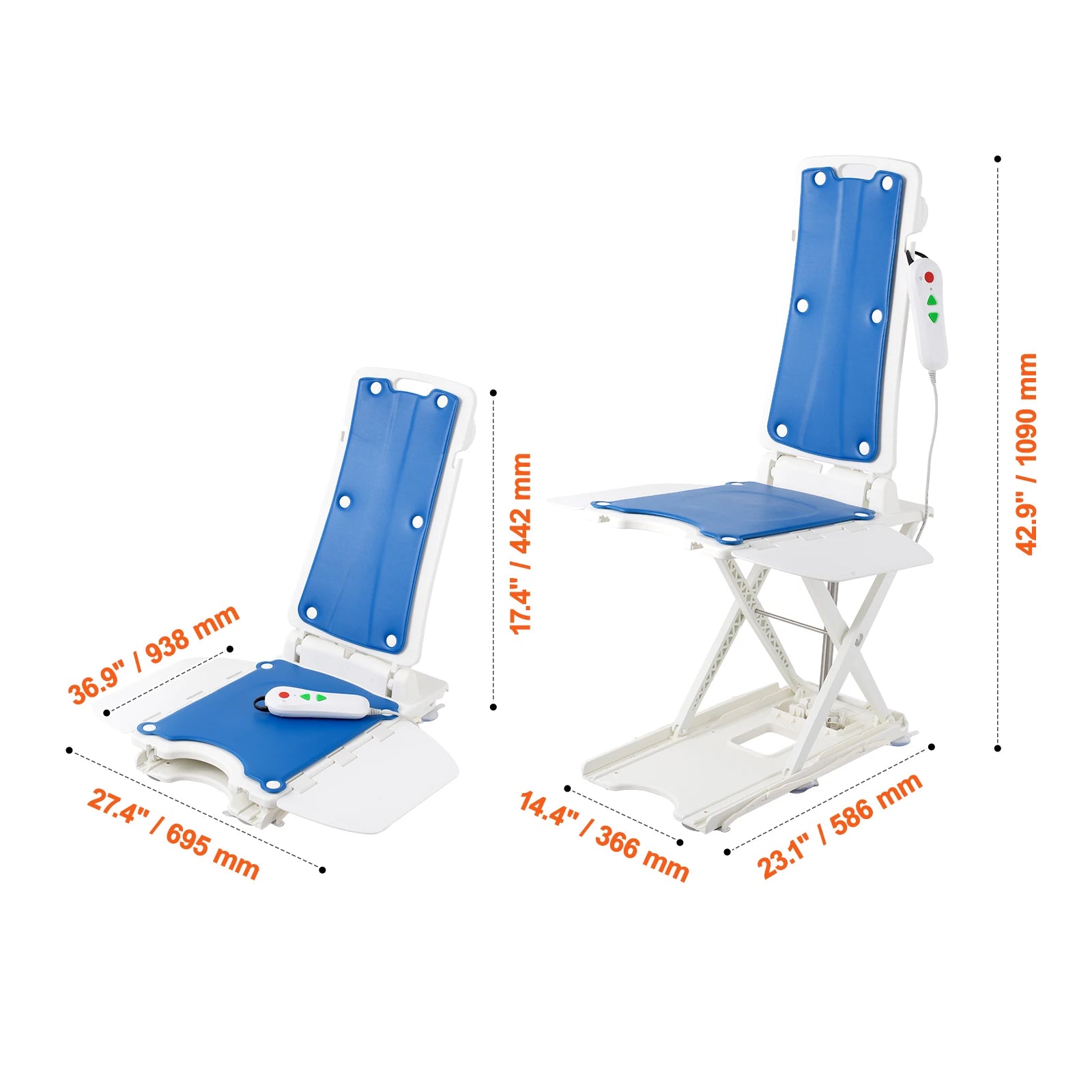 VEVOR Electric Chair Lift Devices to Lift Elderly off Floor Height Adjustable Support Up to 310 LBS  for Seniors Patient Elderly