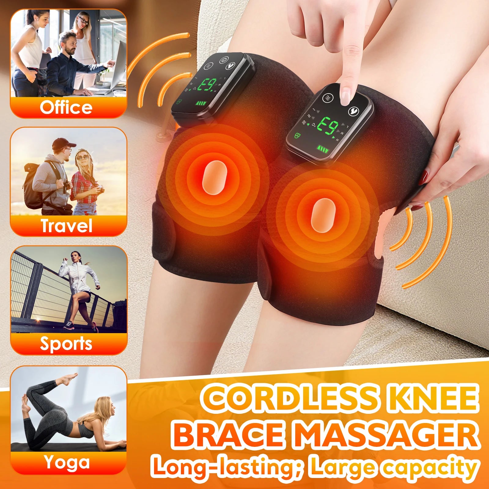 1Pair 3 in 1 Thermal Shoulder Massager for Knee Shoulder Elbow Heated Wireless Support Brace Belt Arthritis Fatig Relief