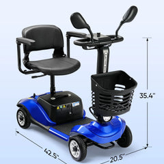 3/4 Wheel Mobility Scooters Electric Power Mobile Wheelchair for Seniors Adult with Basket Compact Duty Travel Scooter   All Care Store