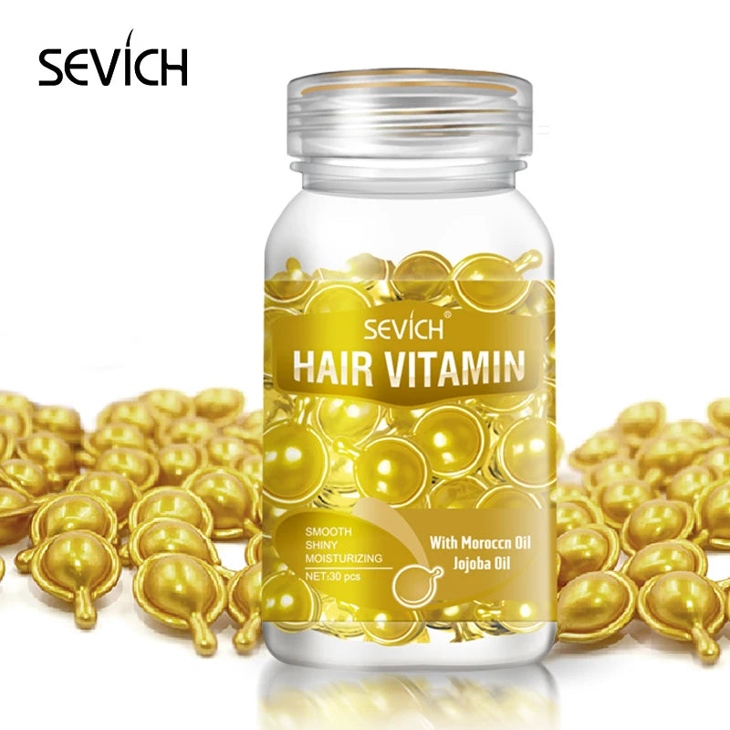 30PCS Hair Vitamin Capsule Keratin Oil Smooth Silky Hair Serum Moroccan Oil Anti Hair Loss Repair Damaged Hair Essential Oil