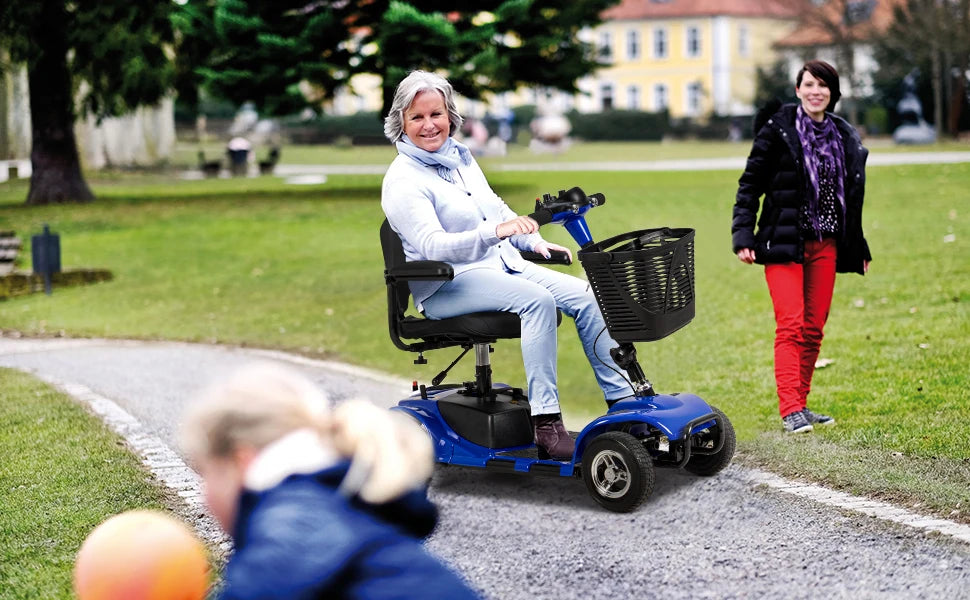 3/4 Wheel Mobility Scooters Electric Power Mobile Wheelchair for Seniors Adult with Basket Compact Duty Travel Scooter