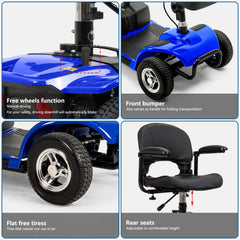 3/4 Wheel Mobility Scooters Electric Power Mobile Wheelchair for Seniors Adult with Basket Compact Duty Travel Scooter   All Care Store