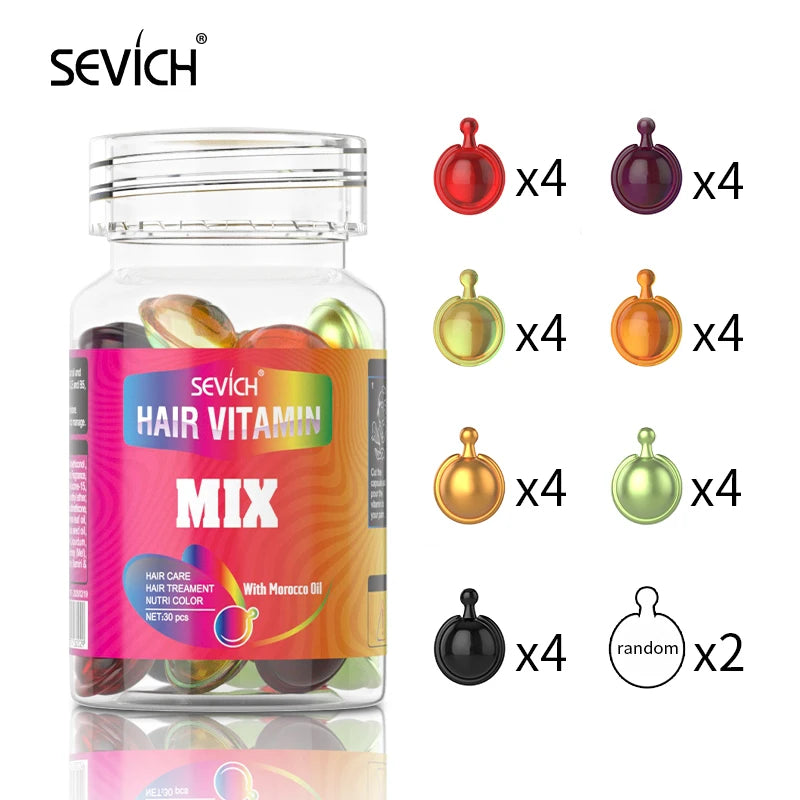 30PCS Hair Vitamin Capsule Keratin Oil Smooth Silky Hair Serum Moroccan Oil Anti Hair Loss Repair Damaged Hair Essential Oil