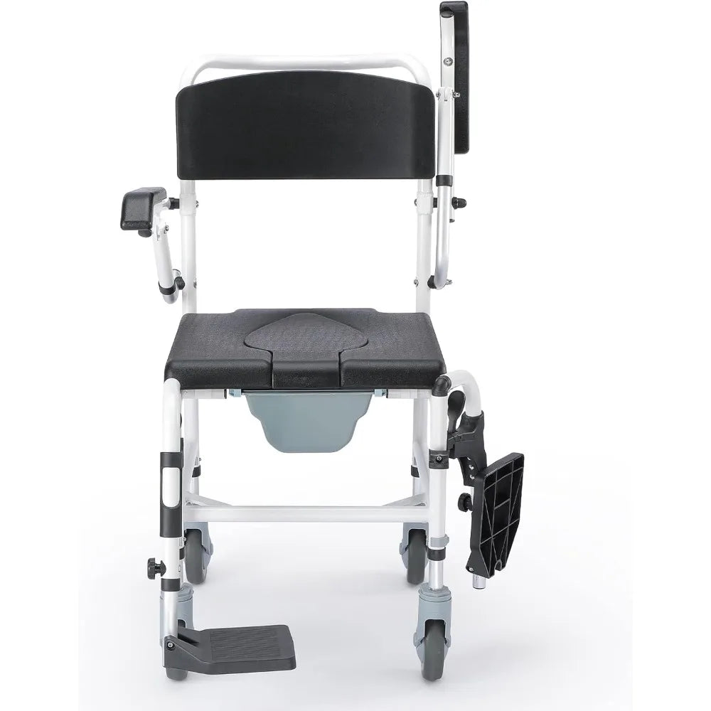 OasisSpace Shower Commode Wheelchair - 300LB Waterproof Shower Chair with Wheels, Rolling Shower Chair with Swing Away Footrests - All Care Store