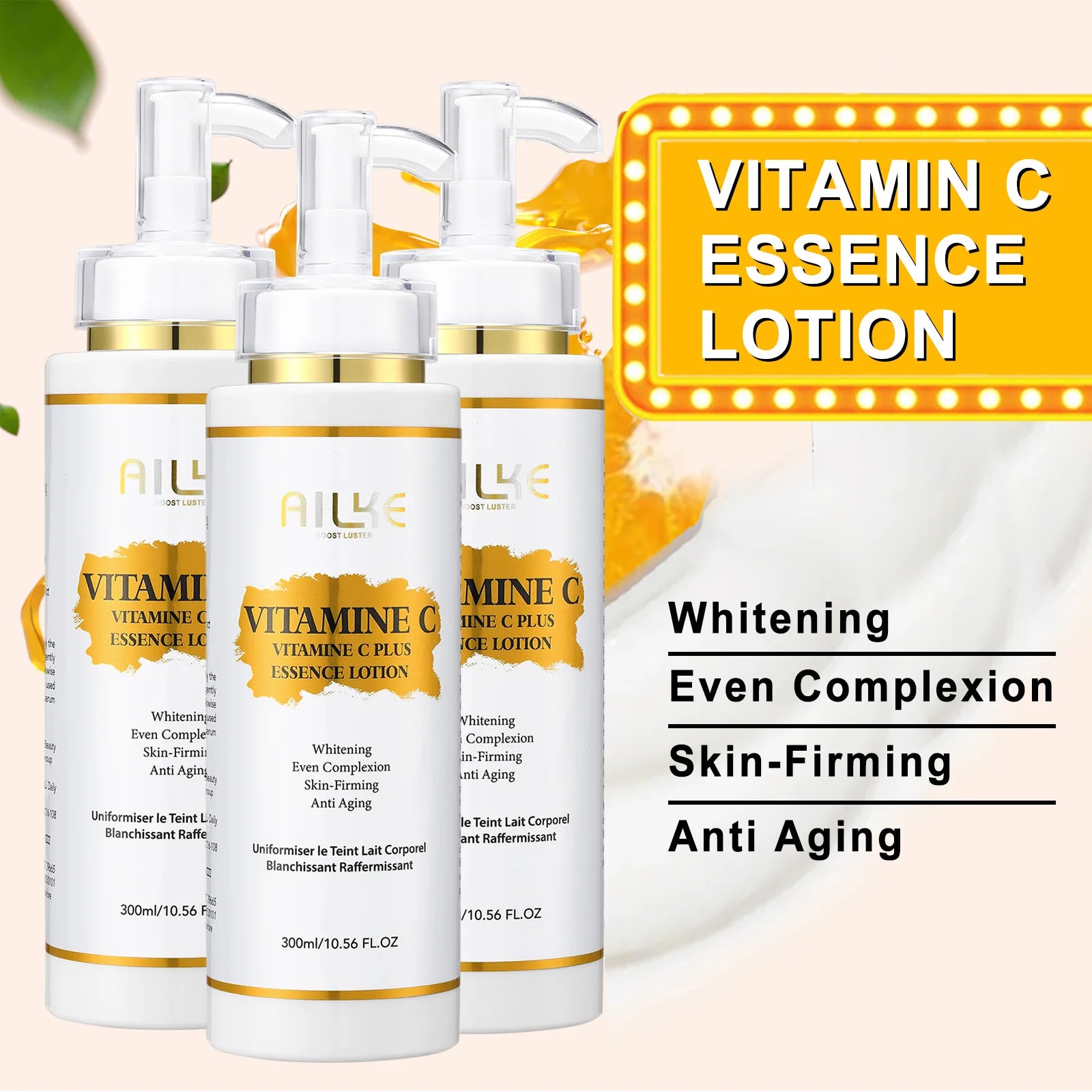 AILKE Vitamin C Skin Care Lightening Body Lotion, Even Skin Tone Cream, Regenerae Serum