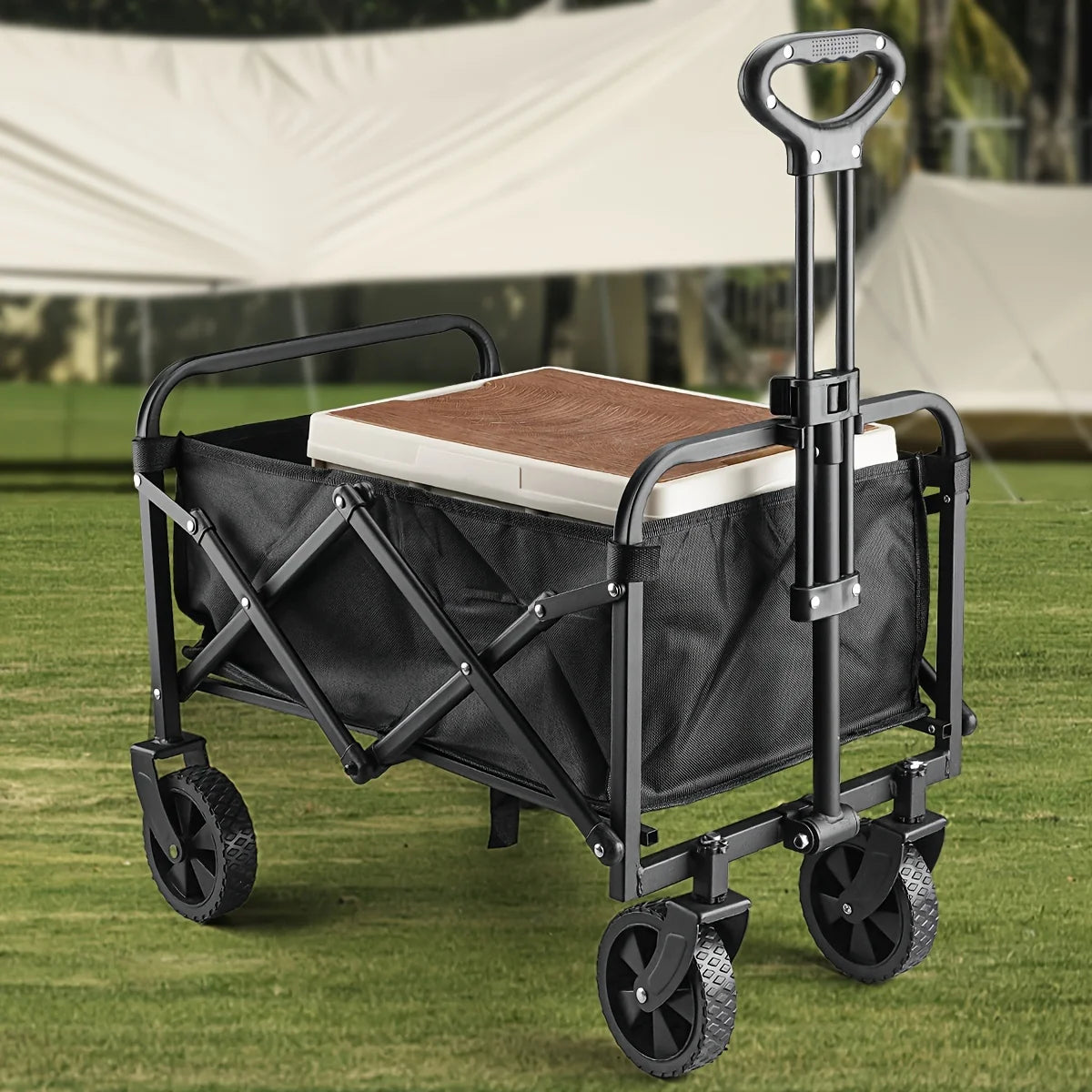 basics collapsible folding wagon heavy duty utility wagon for sports camping garden and shopping