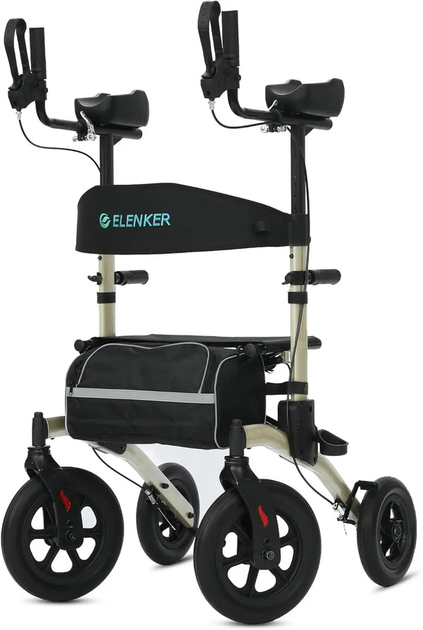 ELENKER All Terrain Upright Rollator Walker   All Care Store