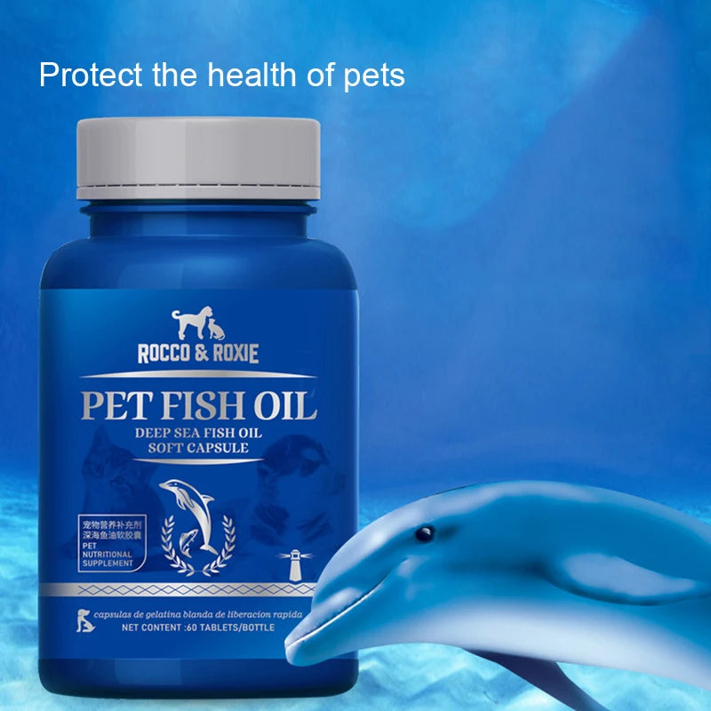 60 Capsules Deep-sea Fish Oil Nutritional Supplements for Pet Cats, Dogs Soft Capsules Nutritious Products Lecithin Hair