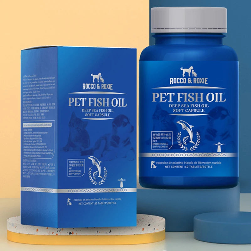 60 Capsules Deep-sea Fish Oil Nutritional Supplements for Pet Cats, Dogs Soft Capsules Nutritious Products Lecithin Hair