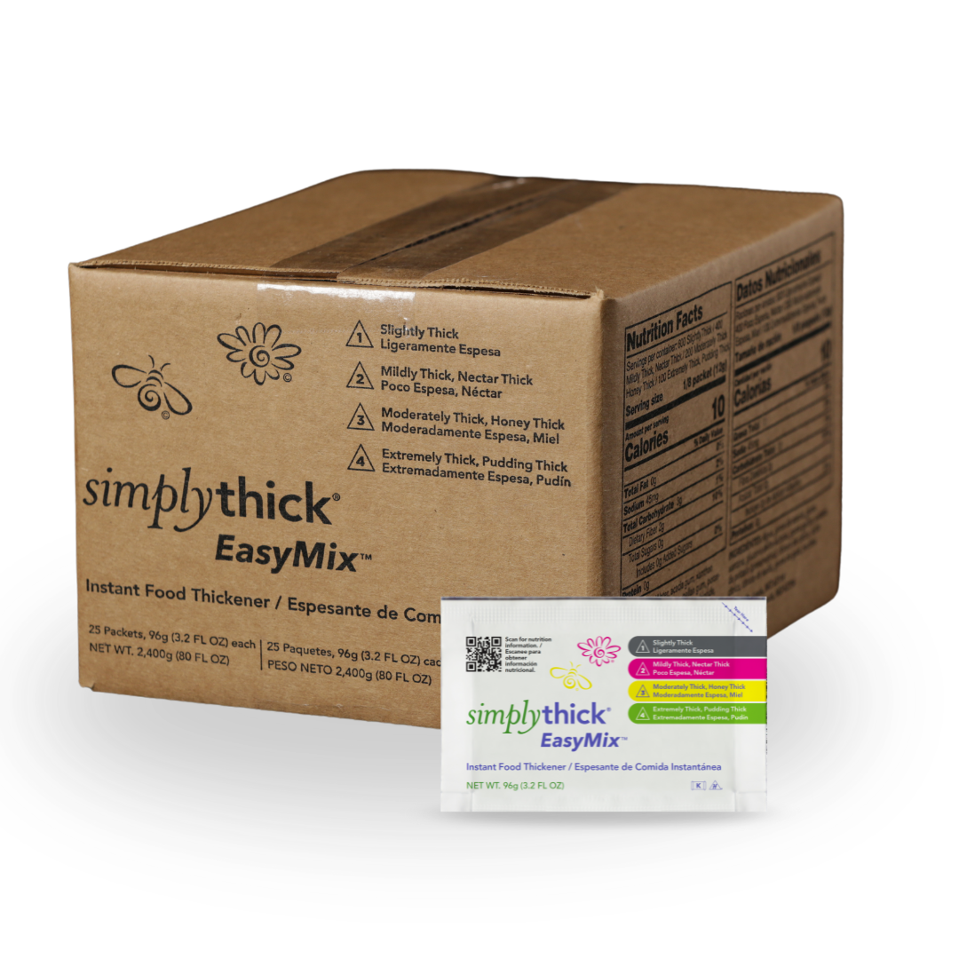 Food and Beverage Thickener SimplyThick Easy Mix 4 oz. Individual Packet Unflavored Powder IDDSI Level 1 Slightly Thick, Packaging Type- Box