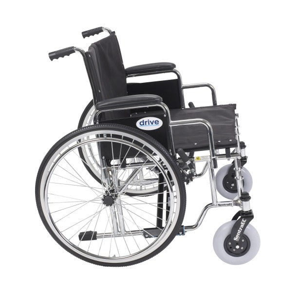 Drive Medical Sentra Heavy Duty Wheelchair with Extra large padded armrests ,8 inch front Wheels ,700 lbs Weight Capacity ,26" (W) x 20" (D) ,10956S