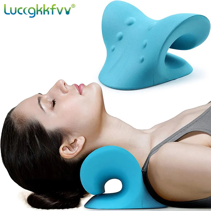 Neck Stretcher Massage Relaxer Cervical Chiropractic Traction Pillow Massager Pain Relief Neck Support Traction Corrector Device