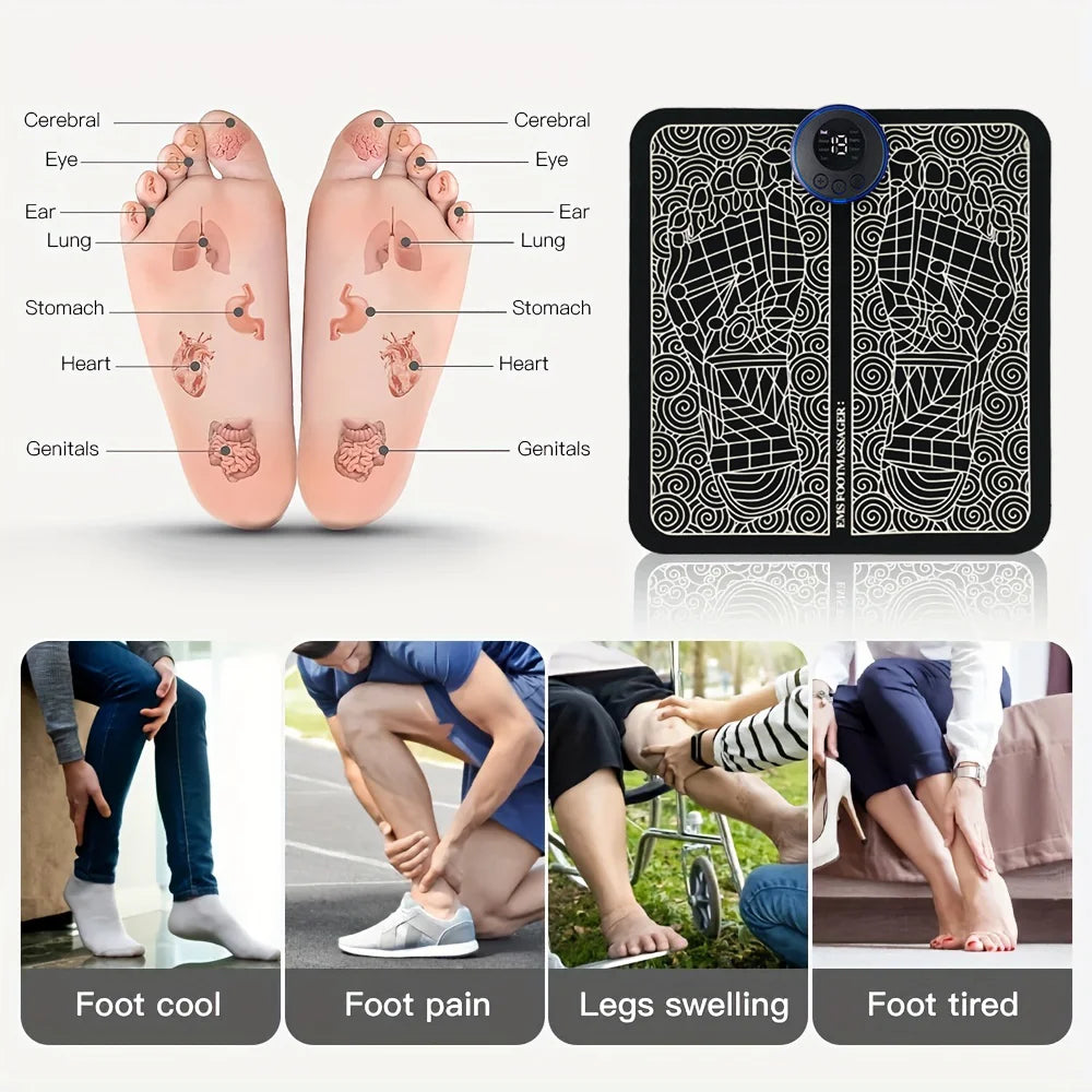 Electric USB Charging Foot Massage Mat Relaxes Foot Acupoint Massage Mat Improves Blood Circulation 8 Modes 19 Level Relaxation