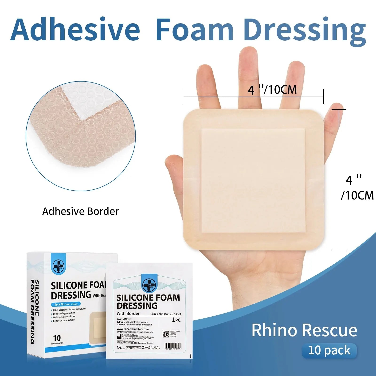 RHINO RESCUE Silicone Foam Dressing