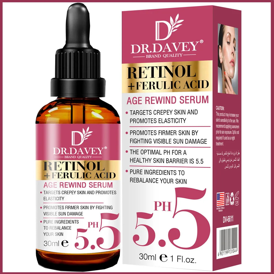 Newest Retinol+Ferulic Acid Age Rewind Serum For Face Whitening Serum Brightening Hydrating Face Serum Fade Fine Lines Skin Care