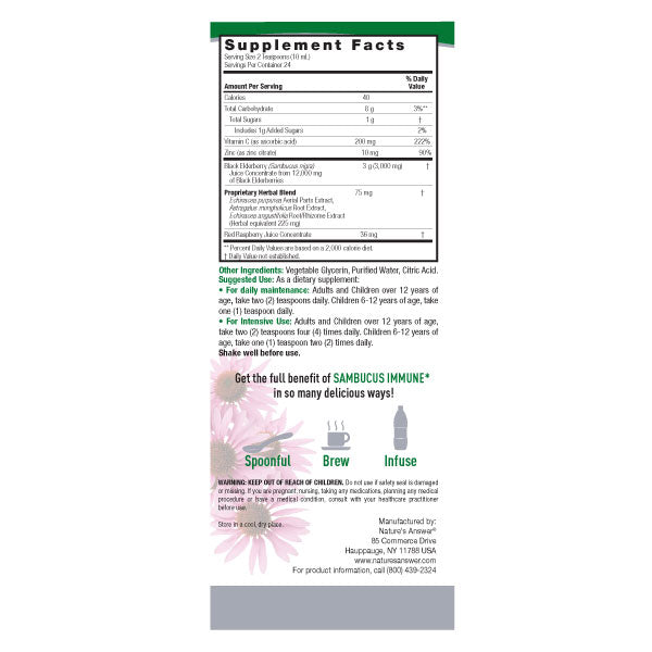 natures answer sambucus immune support 8 oz