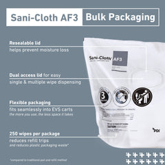 Sani-Cloth AF3 Surface Disinfectant Cleaner Premoistened Germicidal Manual Pull Wipe 50 Count Individual Packet Mild Scent NonSterile | 50PK/Box
