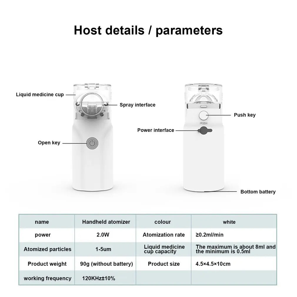 Atomizer USB Portable Handheld Silent Piezo Nebulizer Adult Humidifier Mist Sprayer Facial Steamer Perfect For Home Office