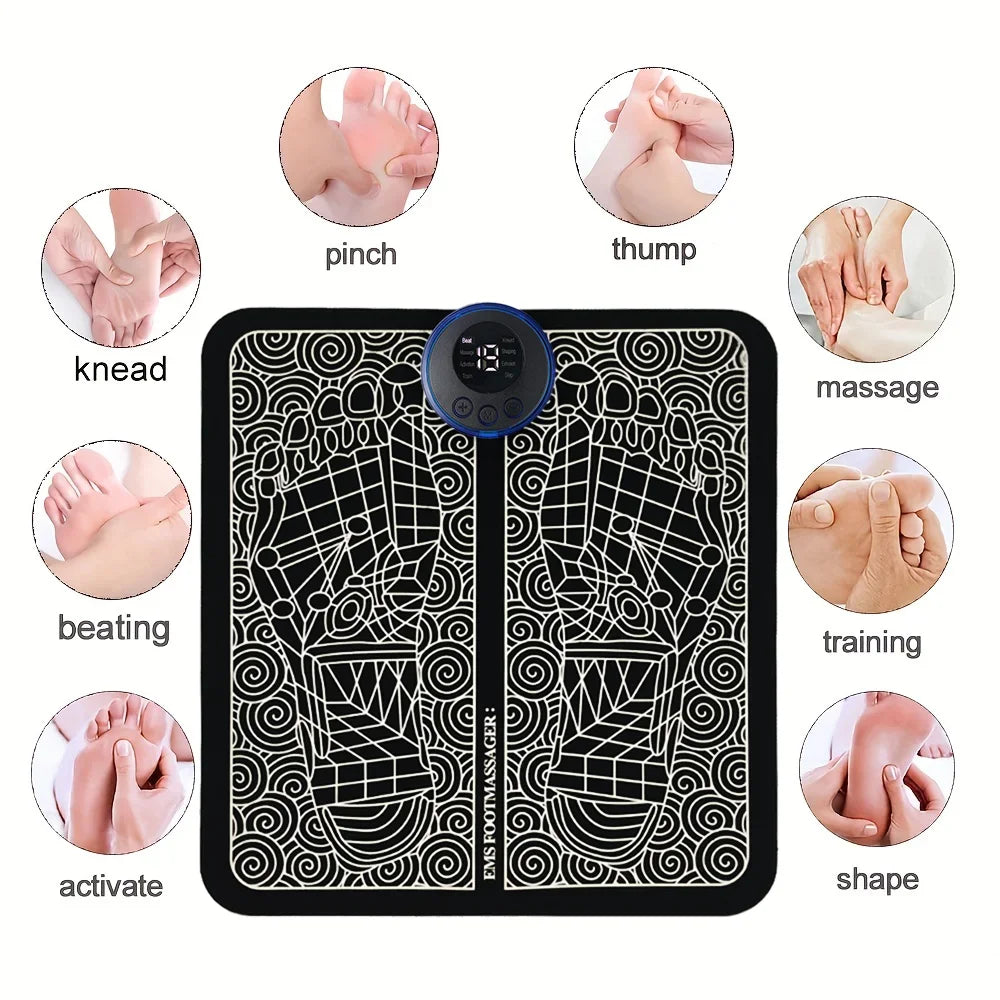 Electric USB Charging Foot Massage Mat Relaxes Foot Acupoint Massage Mat Improves Blood Circulation 8 Modes 19 Level Relaxation