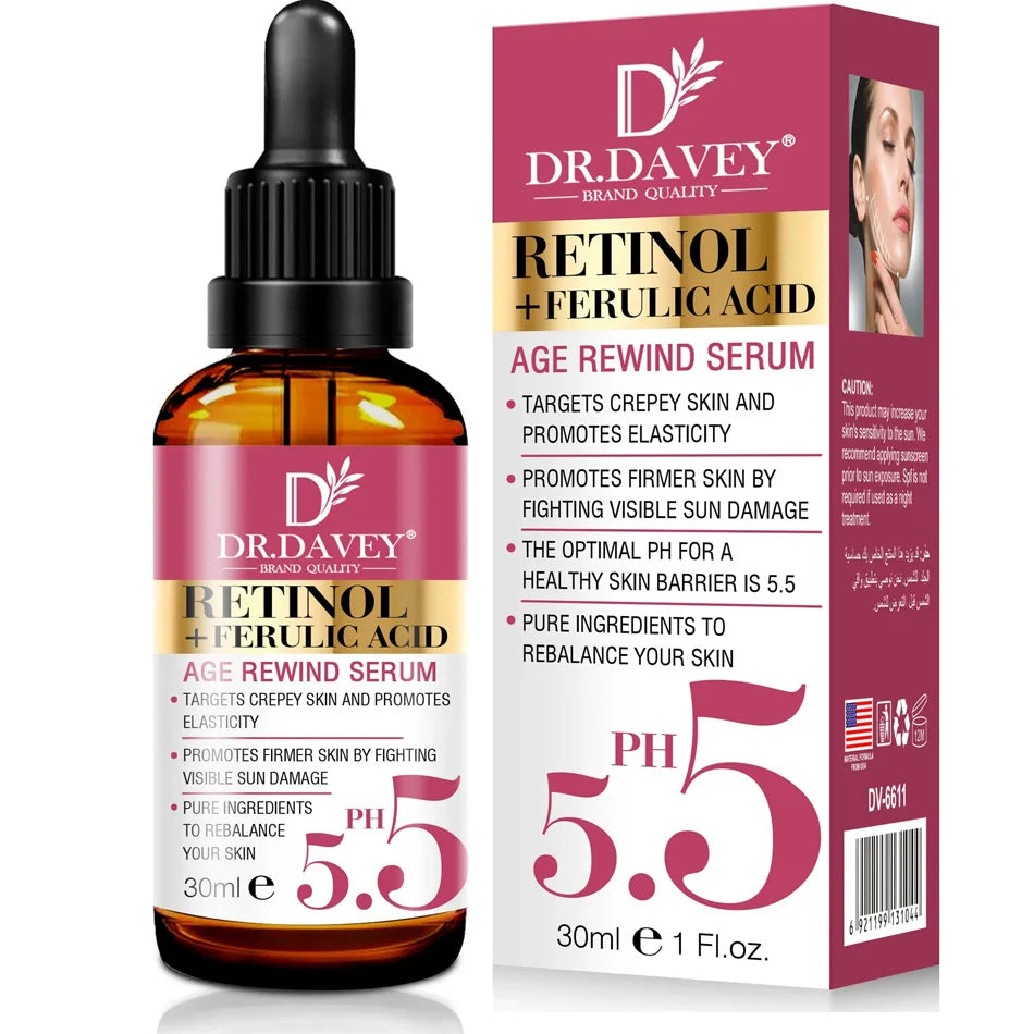 Newest Retinol+Ferulic Acid Age Rewind Serum For Face Whitening Serum Brightening Hydrating Face Serum Fade Fine Lines Skin Care