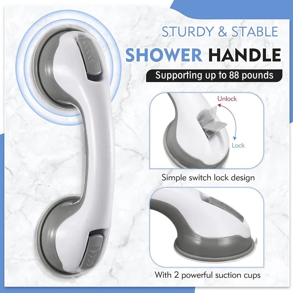 Shower Handle 12 inch Grab Bars Shower Bathroom Bathtubs Safety Bar with Strong Hold Suction Cup For Elderly Handicap Seniors