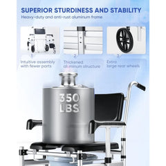 Shower Chair with Wheels,Hybodies Folding Shower Wheel, Transport Chair,Commode, Rolling Bath Chair for Handicap,Elderly&Injured   All Care Store