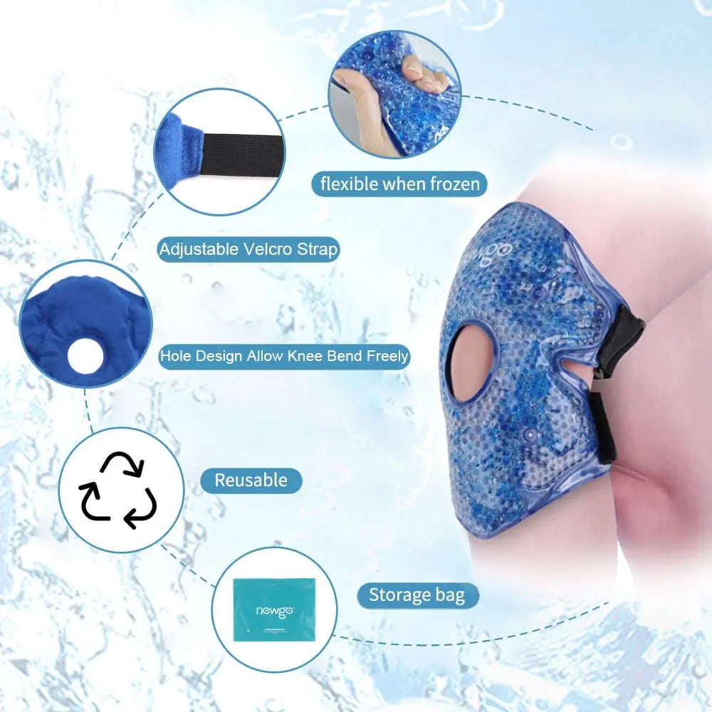 Reusable Knee Support Gel Ice Pack for Sports Injuries Flexible Knee Surgery Pack for Pain Relief Cold Hot Compress Therapy Wrap