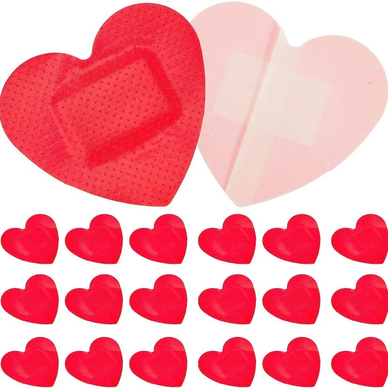 10pcs Red Heart Band Aid Skin Patch for Neck Hickey Love Bite Covering Girls Wound Plaster Breathable Medical Strips Bandages