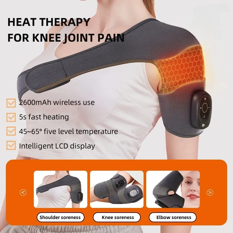 3 IN 1 Electronic Shoulder Elbow Knee Massager Vibration Warmer Wrap Arthritis Pain Leg Joint Physiotherapy Heating Therapy Care