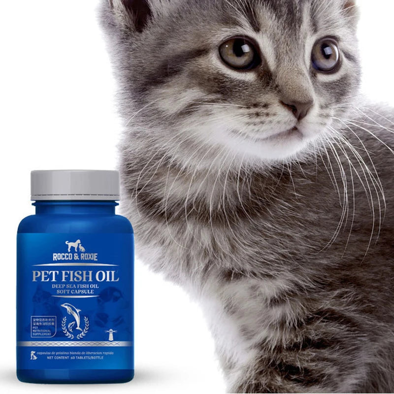 60 Capsules Deep-sea Fish Oil Nutritional Supplements for Pet Cats, Dogs Soft Capsules Nutritious Products Lecithin Hair